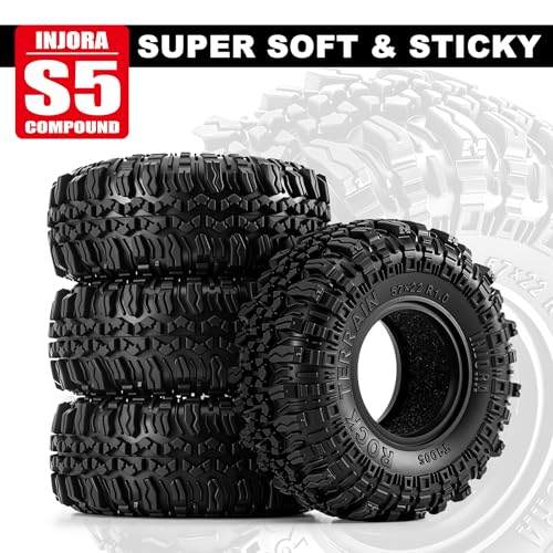 INJORA G2 Rock Terrain Tires 57x22mm (1.0 inch) for 1/24 & 1/18 RC Crawlers – T1005