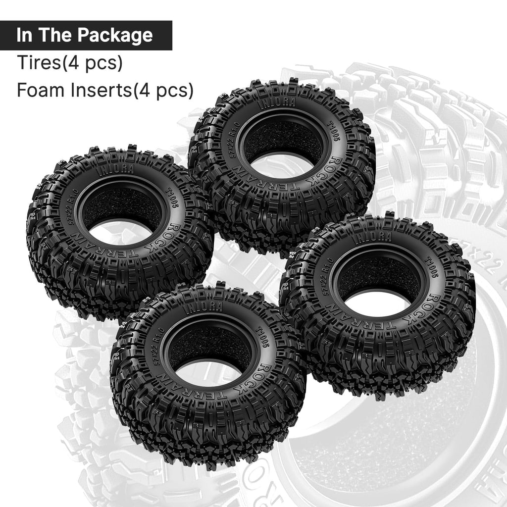 INJORA G2 Rock Terrain Tires 57x22mm (1.0 inch) for 1/24 & 1/18 RC Crawlers – T1005
