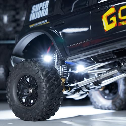 INJORA M2.0 Rock Lights Kit for TRX4M 1/18 RC Crawler – 4 White LEDs with Controller