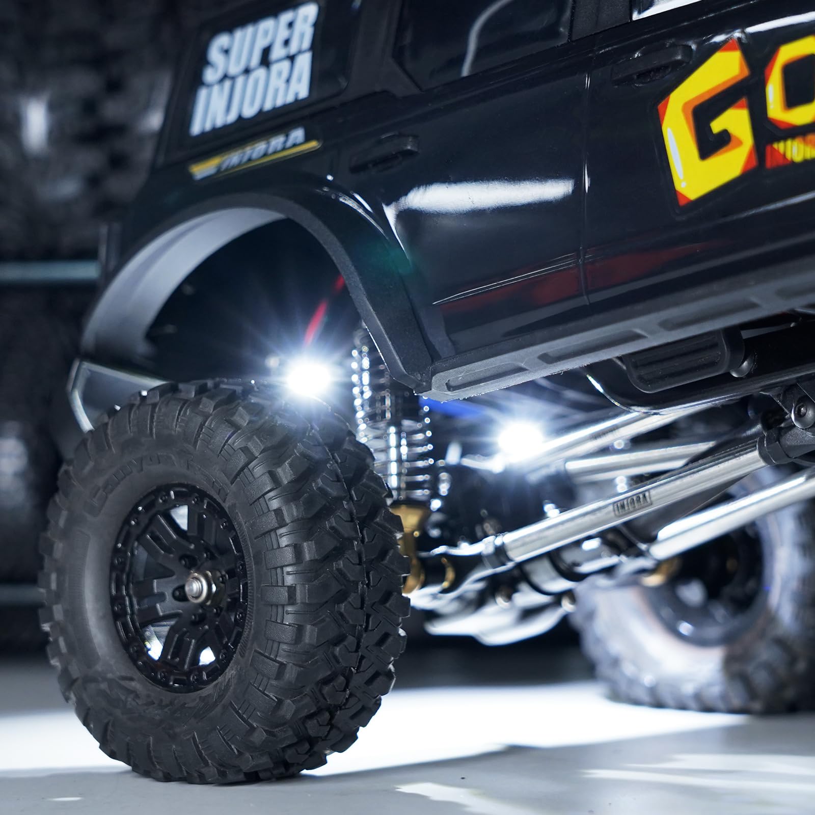 INJORA M2.0 Rock Lights Kit for TRX4M 1/18 RC Crawler – 4 White LEDs with Controller
