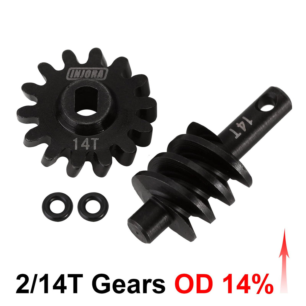 INJORA Overdrive Differential Gears 14T Steel Worm Gear Set for Axial SCX24