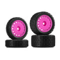 INJORA Pre-Mounted Pin Buggy Tires & Wheels for 1/24 Losi Micro-B – 4-Piece Set in Magenta