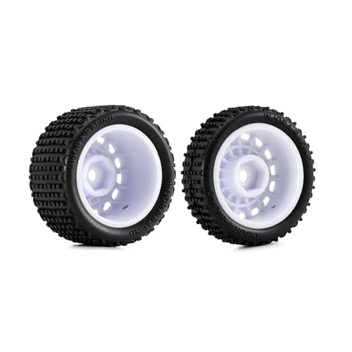 INJORA Pre-Mounted Pin Buggy Tires & Wheels for 1/24 Losi Micro-B (White, 4-Pack)