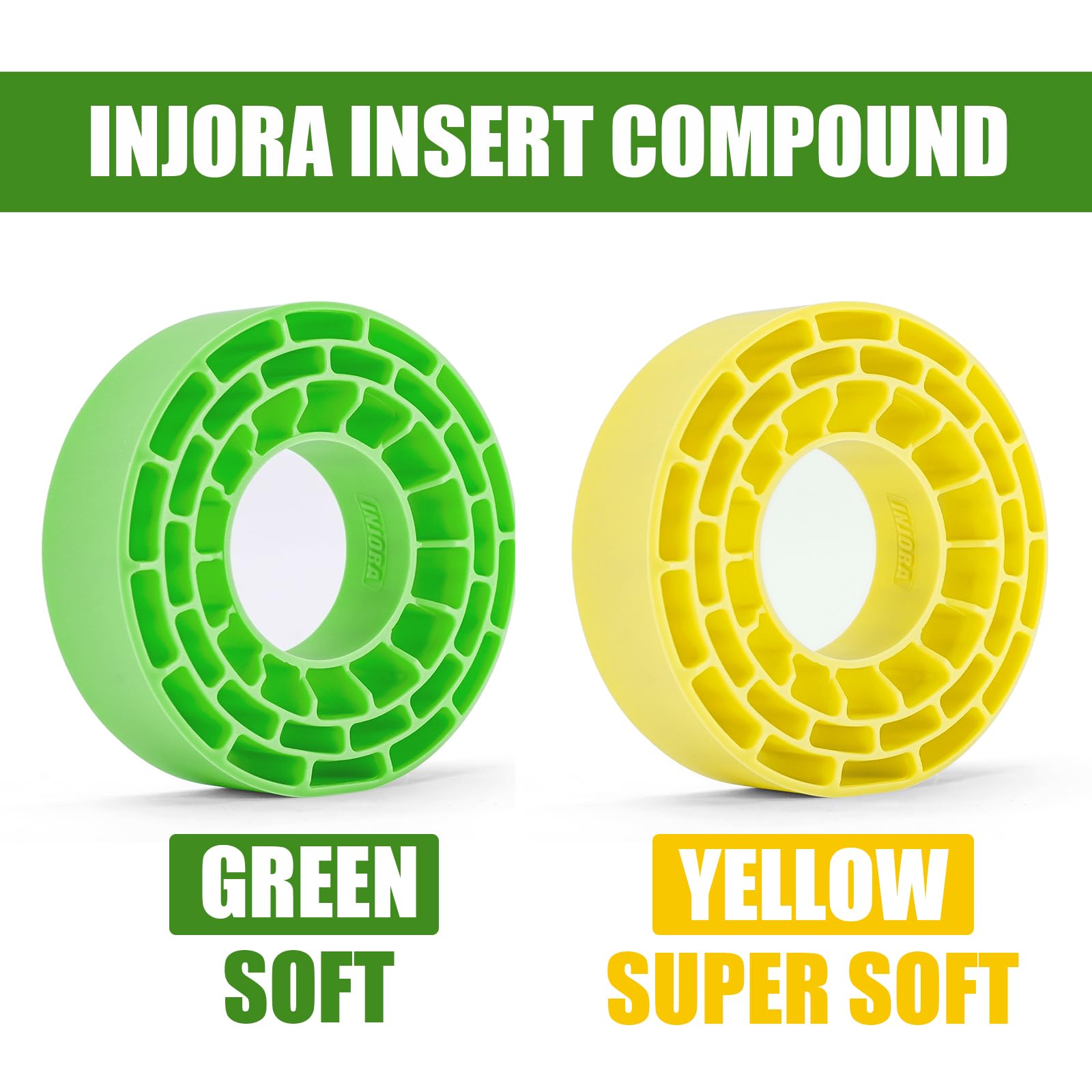 INJORA Silicone Rubber Tire Inserts – Green (Fits 62-64mm x 22-24mm Tires)