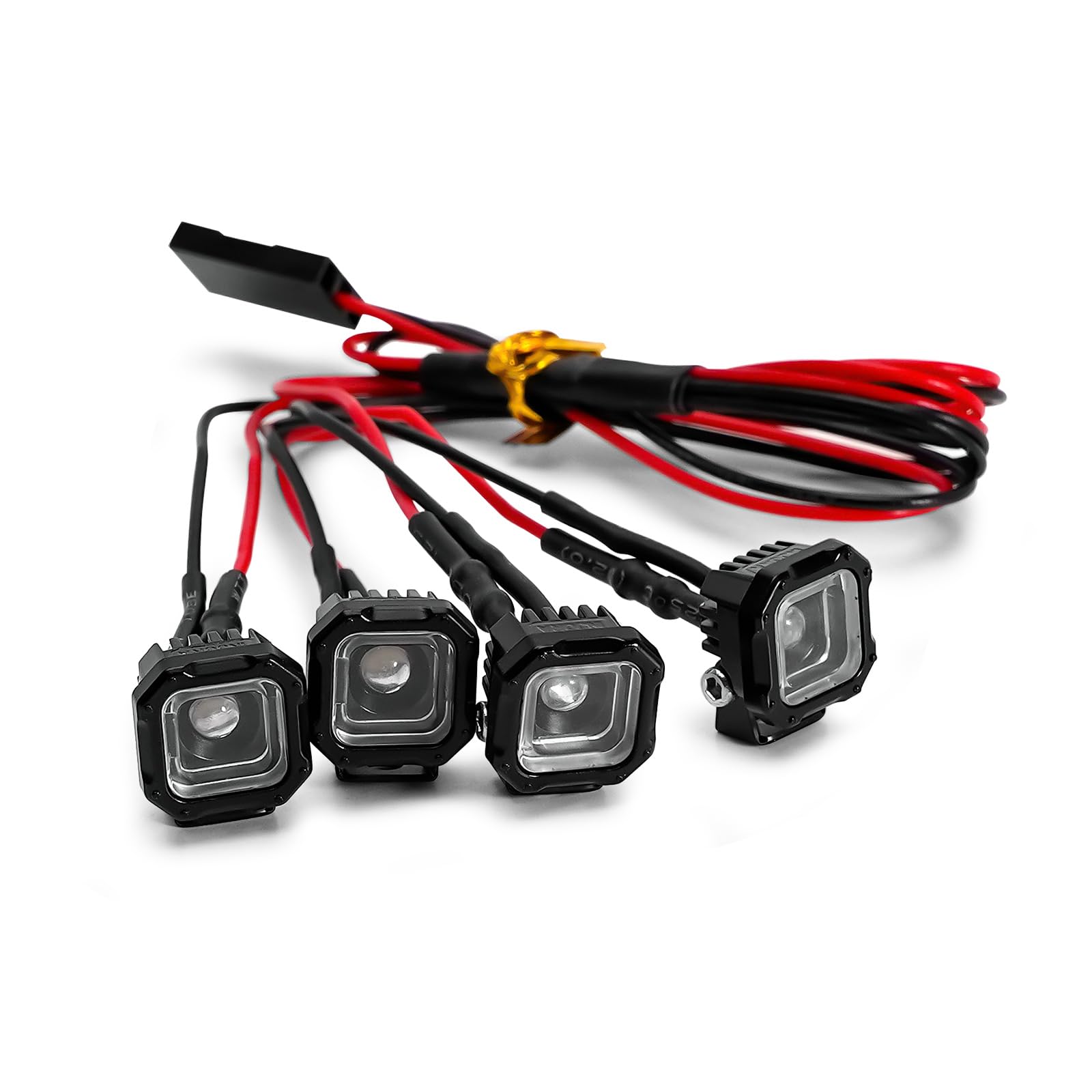 INJORA Square LED Lights for TRX4M SCX24 1/18 1/24 RC Crawlers - White, Adjustable Metal Bracket