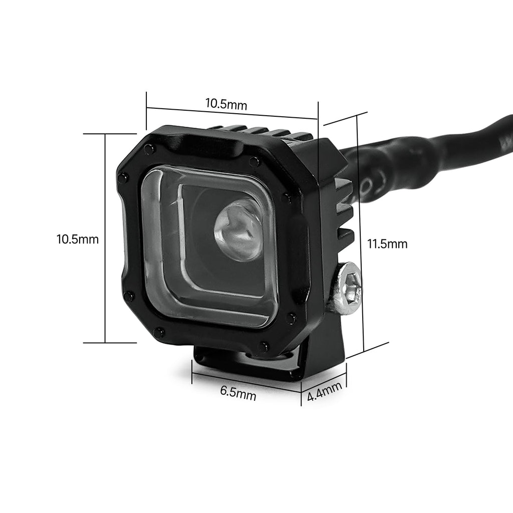 INJORA Square LED Lights for TRX4M SCX24 1/18 1/24 RC Crawlers - White, Adjustable Metal Bracket