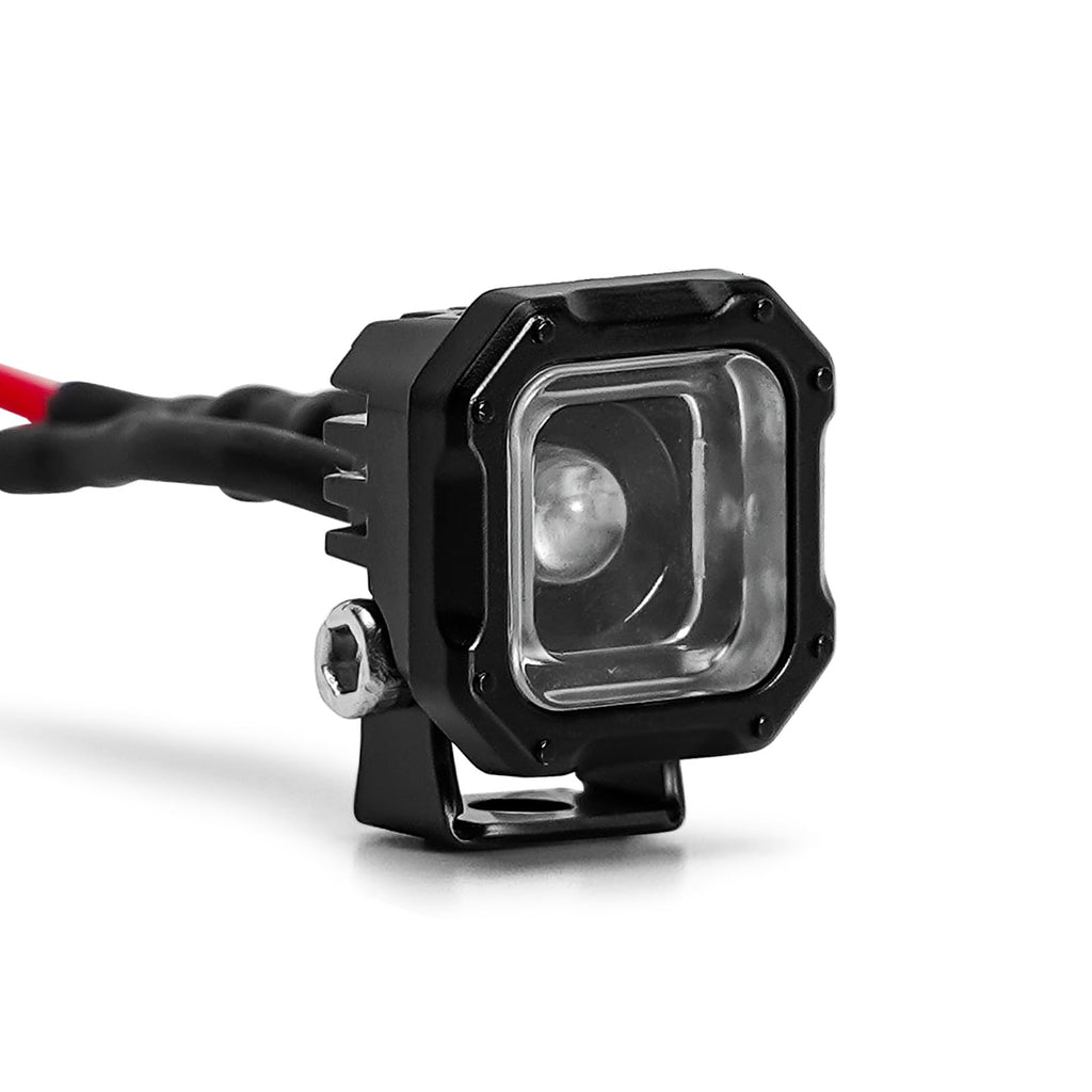 INJORA Square LED Lights for TRX4M SCX24 1/18 1/24 RC Crawlers - White, Adjustable Metal Bracket