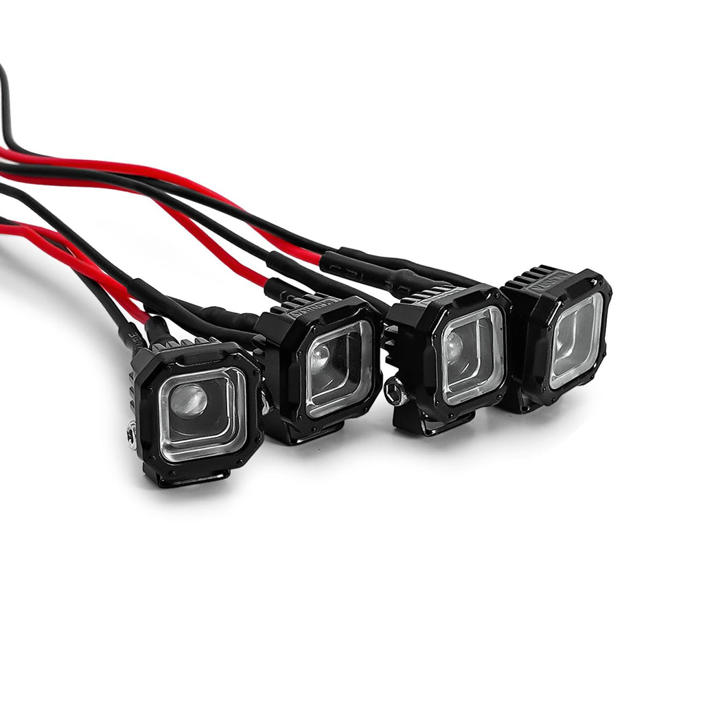 INJORA Square LED Lights for TRX4M SCX24 1/18 1/24 RC Crawlers - White, Adjustable Metal Bracket