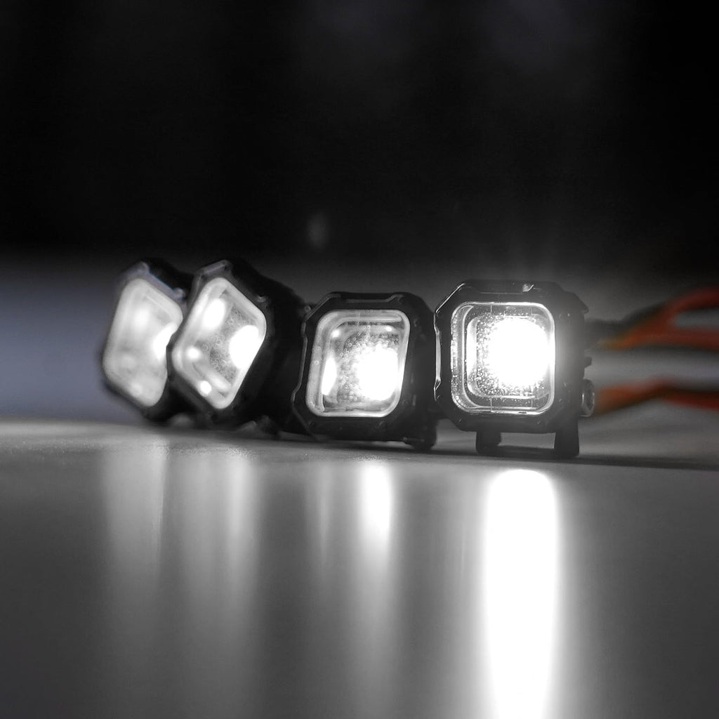 INJORA Square LED Lights for TRX4M SCX24 1/18 1/24 RC Crawlers - White, Adjustable Metal Bracket