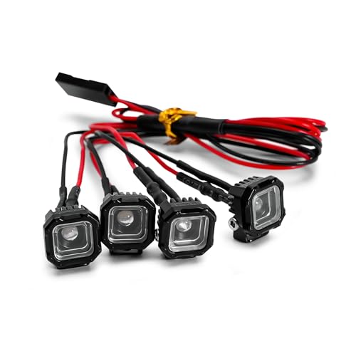 INJORA Square LED Lights for TRX4M SCX24 1/18 1/24 RC Crawlers - White, Adjustable Metal Bracket