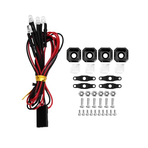 INJORA Square LED Lights for TRX4M SCX24 1/18 1/24 RC Crawlers - White, Adjustable Metal Bracket