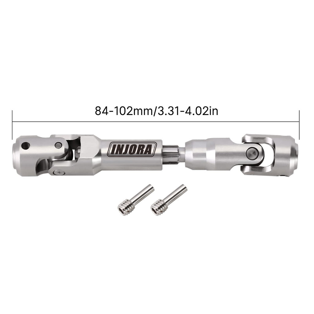INJORA Stainless Steel Drive Shaft for 1/10 RC Crawlers – SCX10, TRX4, Redcat Gen8 (84-102mm Adjustable)