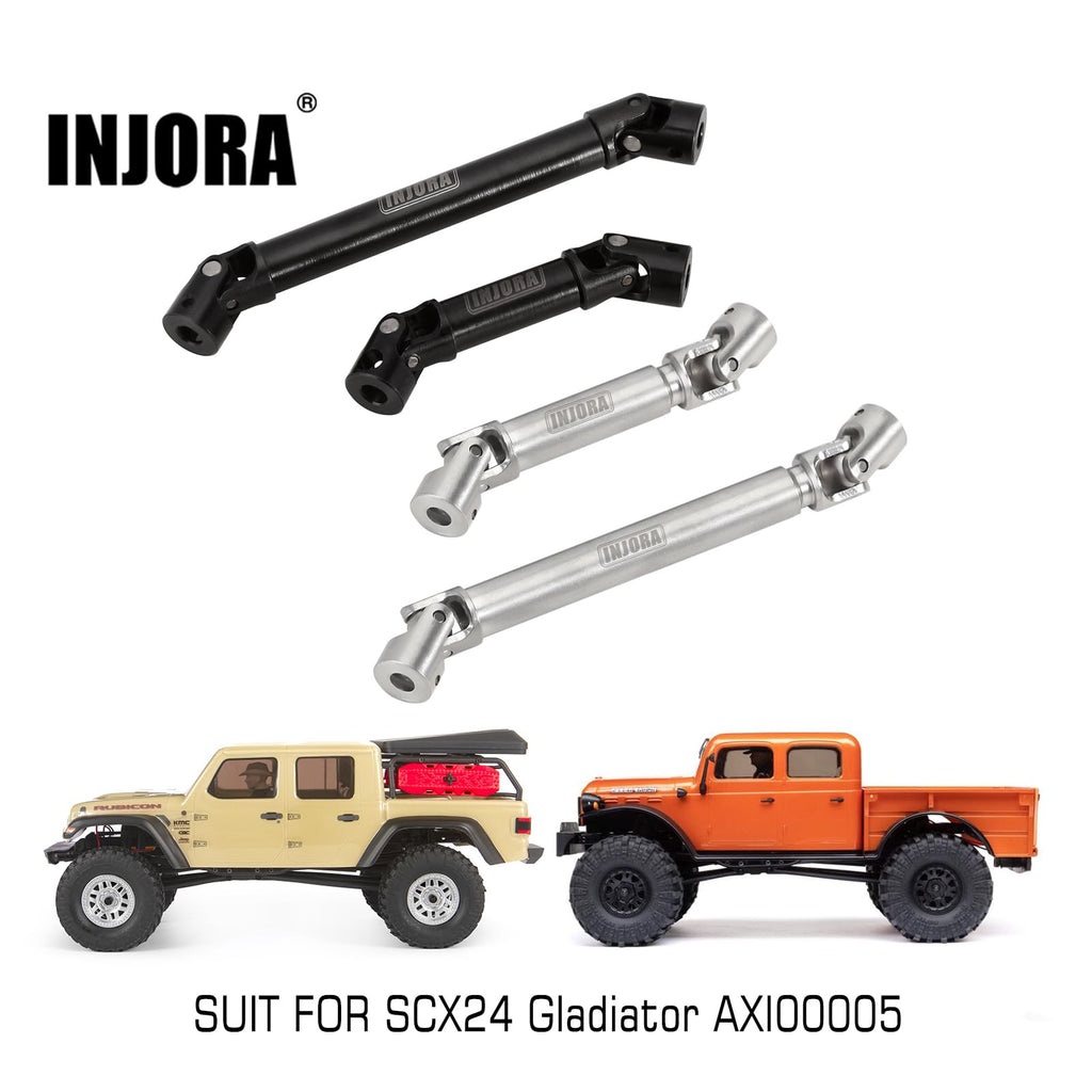 INJORA Stainless Steel Drive Shafts for Axial SCX24 Gladiator Dodge Power Wagon (2-Pack)