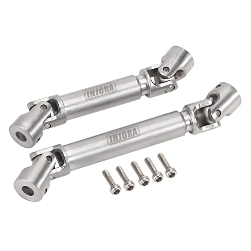 INJORA Steel Drive Shaft 2-Pack for SCX24 C10 JLU Bronco Base Camp 4Runner – Adjustable Lengths, 17g