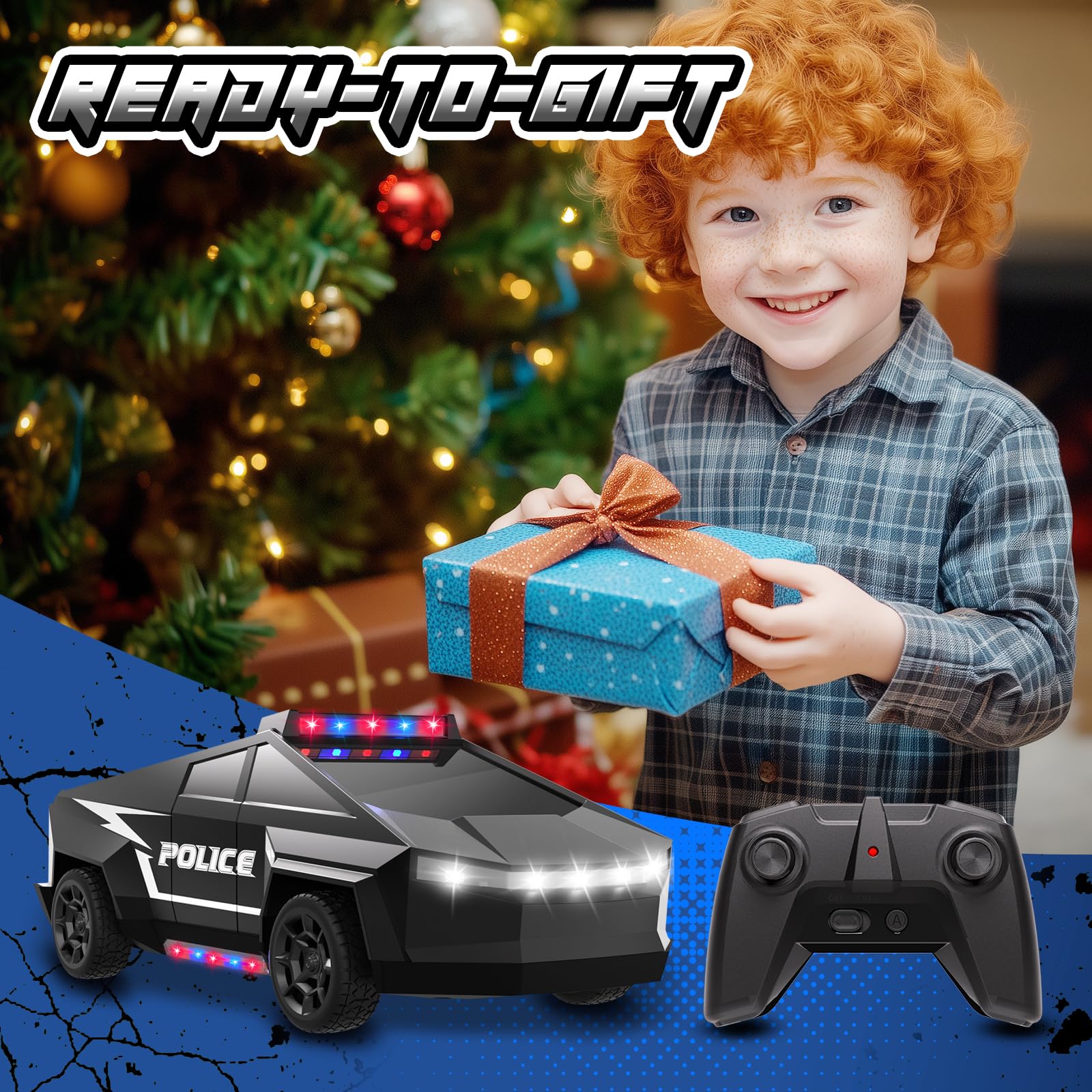 Innofans 1:22 Scale Remote Control Police Car – All-Terrain RC Truck with Lights for Kids