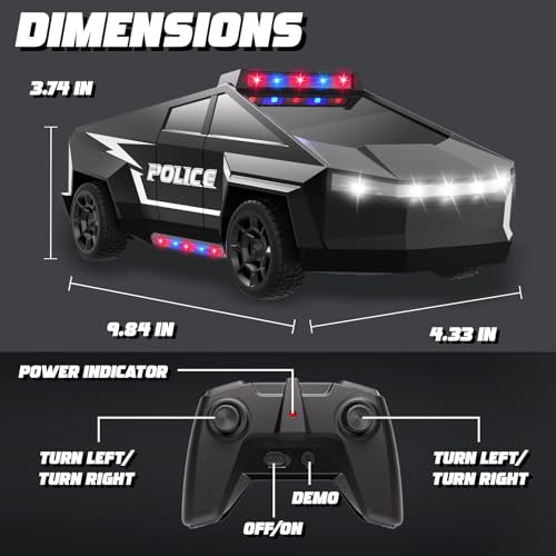 Innofans 1:22 Scale Remote Control Police Car – All-Terrain RC Truck with Lights for Kids