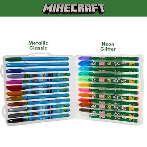 Innovative Designs 24-Pack Minecraft Gel Pens with Glitter – Cute Writing Set for Kids