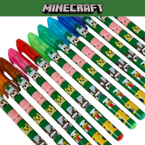 Innovative Designs 24-Pack Minecraft Gel Pens with Glitter – Cute Writing Set for Kids