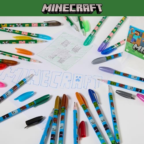 Innovative Designs 24-Pack Minecraft Gel Pens with Glitter – Cute Writing Set for Kids