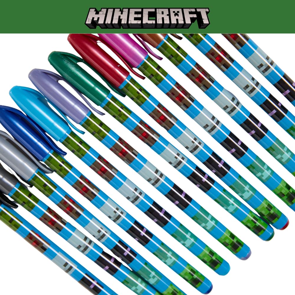 Innovative Designs 24-Pack Minecraft Gel Pens with Glitter – Cute Writing Set for Kids