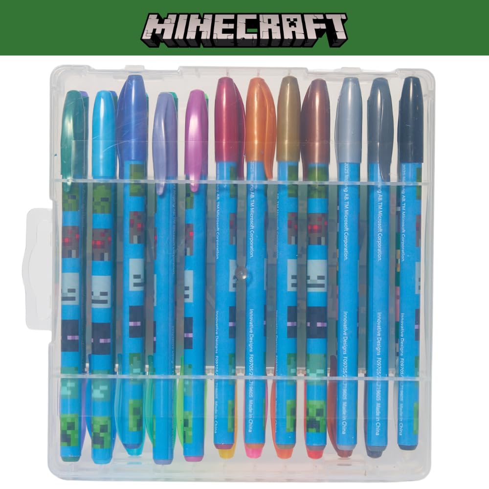 Innovative Designs 24-Pack Minecraft Gel Pens with Glitter – Cute Writing Set for Kids