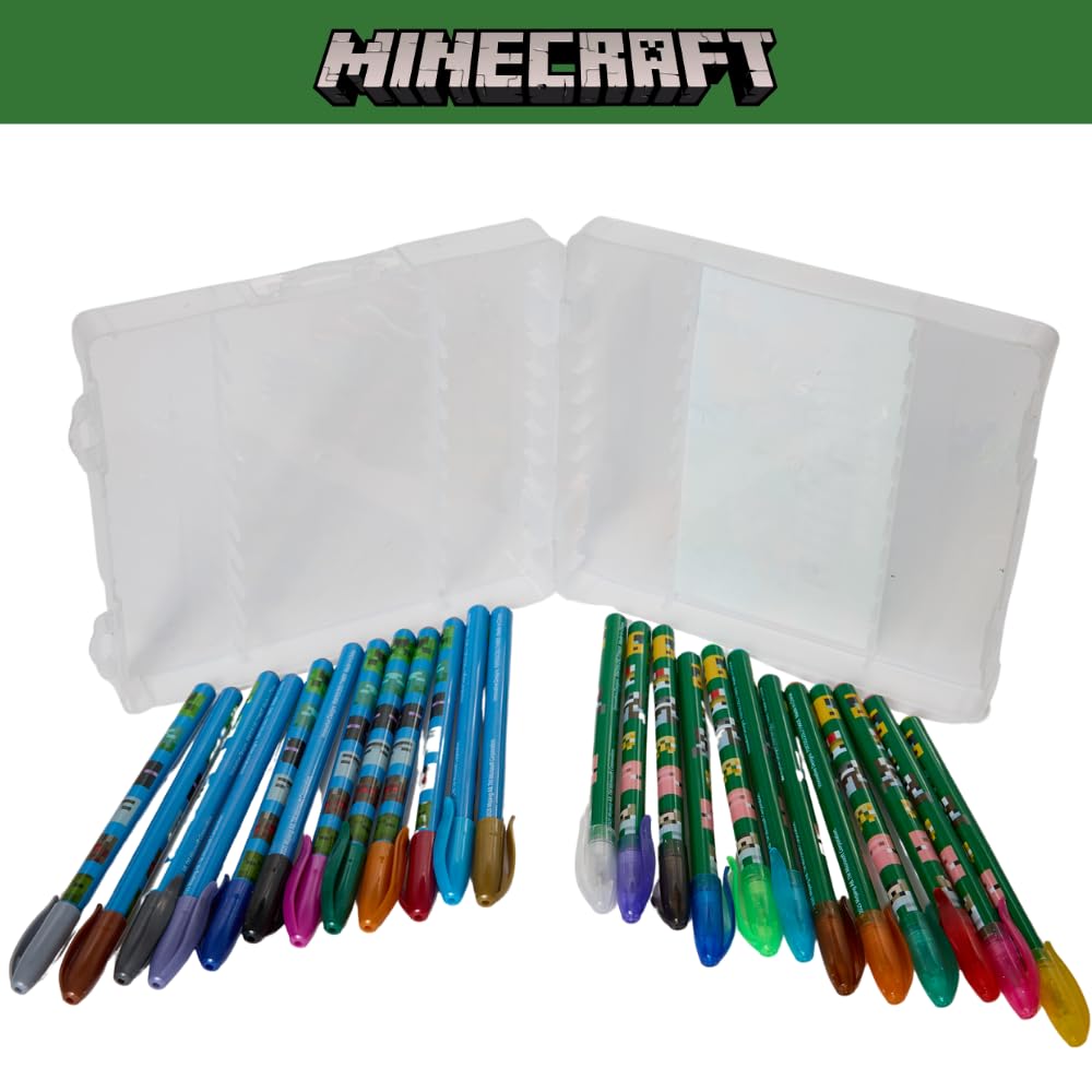 Innovative Designs 24-Pack Minecraft Gel Pens with Glitter – Cute Writing Set for Kids