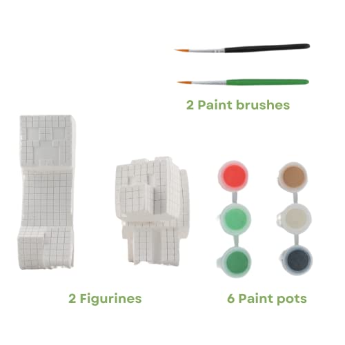 Innovative Designs Minecraft Creeper & Wolf Paint-Your-Own Ceramic Figurine Set – DIY Craft Kit for Kids 6+