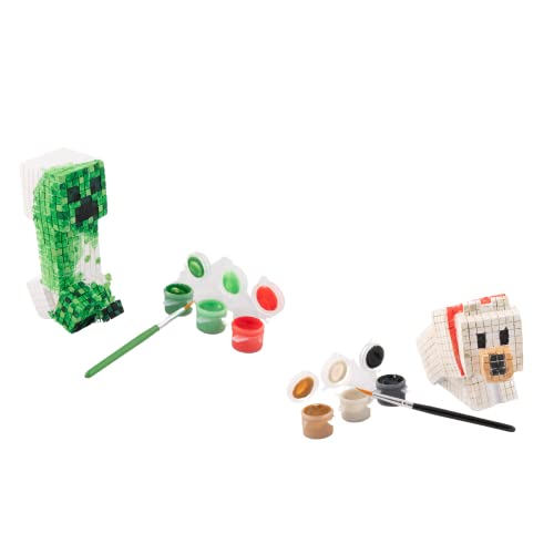 Innovative Designs Minecraft Creeper & Wolf Paint-Your-Own Ceramic Figurine Set – DIY Craft Kit for Kids 6+
