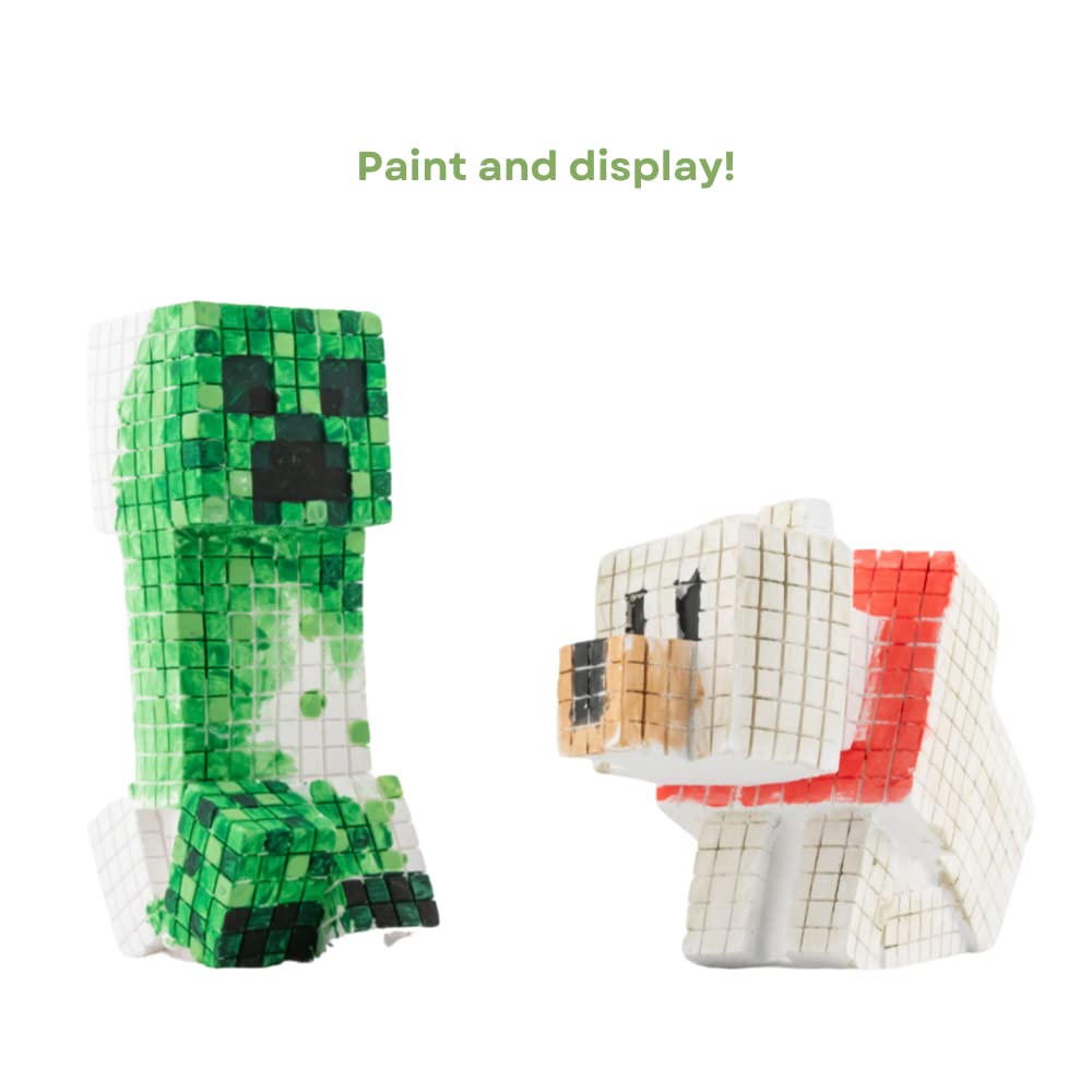 Innovative Designs Minecraft Creeper & Wolf Paint-Your-Own Ceramic Figurine Set – DIY Craft Kit for Kids 6+