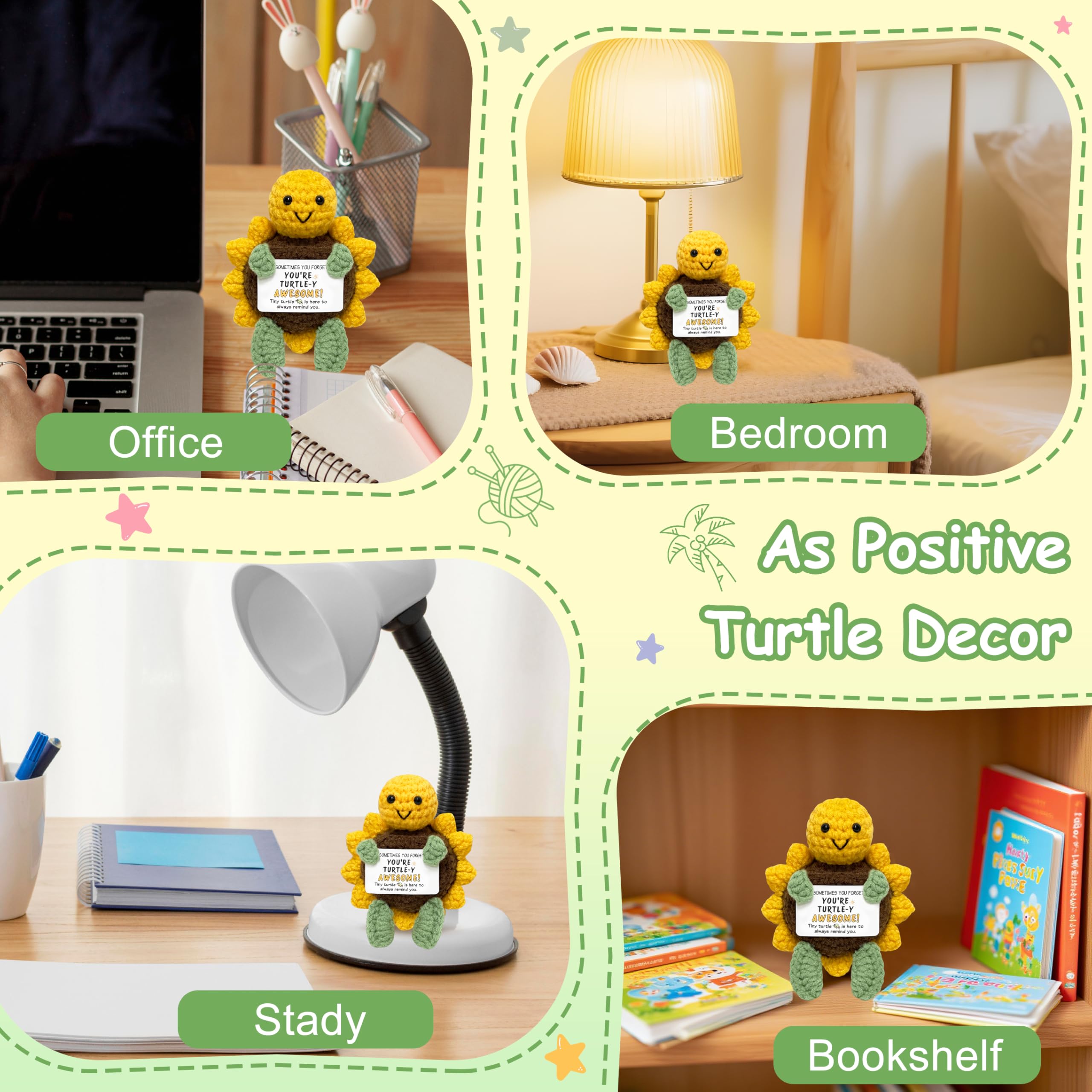 Inspirational Crochet Turtle Gift - Handmade Emotional Support Plush with Positive Card