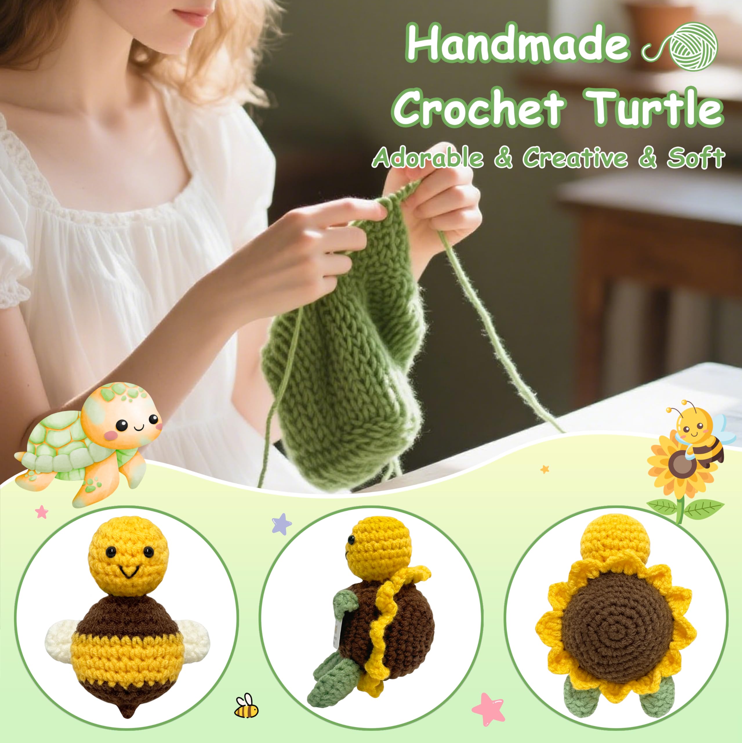 Inspirational Crochet Turtle Gift - Handmade Emotional Support Plush with Positive Card