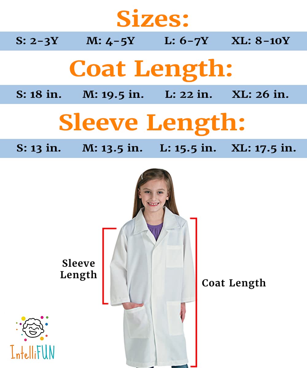 IntelliFun Kids Lab Coat – Cotton Science Dress-Up for Ages 2-10 (Small 2-3 Years)