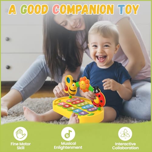 Interactive Baby Piano Toy with Light-Up Keys and Detachable Insect Activity Center - 4-in-1 Musical Learning Toy for Toddlers 1-3 Years