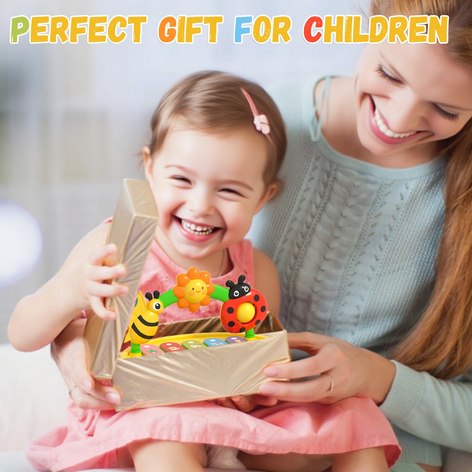 Interactive Baby Piano Toy with Light-Up Keys and Detachable Insect Activity Center - 4-in-1 Musical Learning Toy for Toddlers 1-3 Years