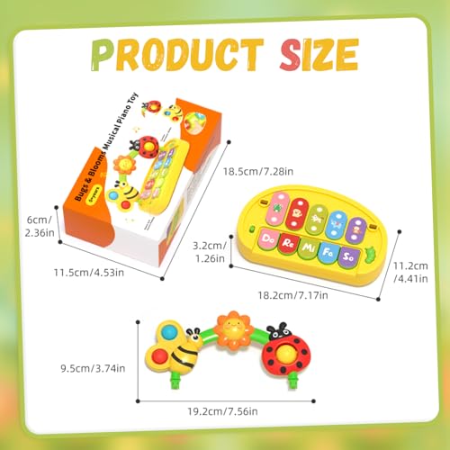 Interactive Baby Piano Toy with Light-Up Keys and Detachable Insect Activity Center - 4-in-1 Musical Learning Toy for Toddlers 1-3 Years