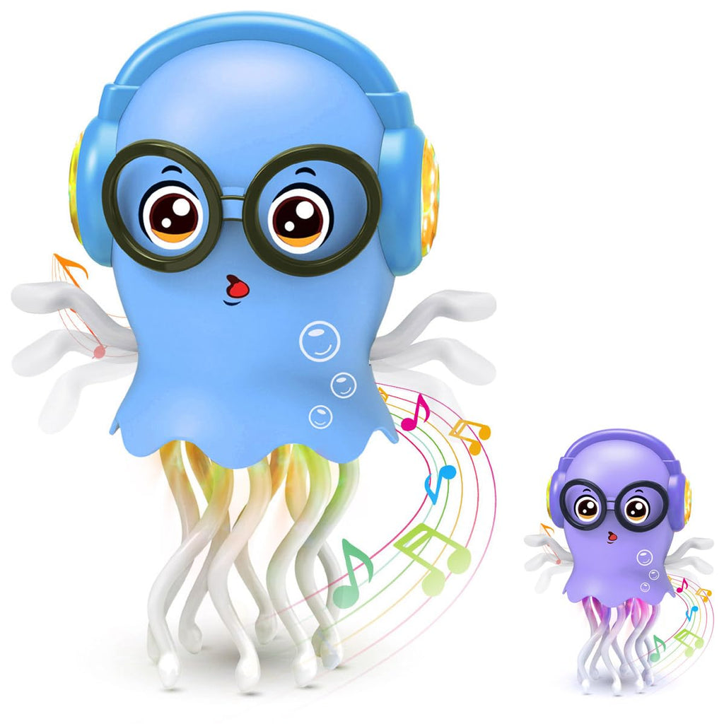 Interactive Dancing Jellyfish Toy with Lights & Music – Bump & Go Crawling Toy for Toddlers Ages 3-12