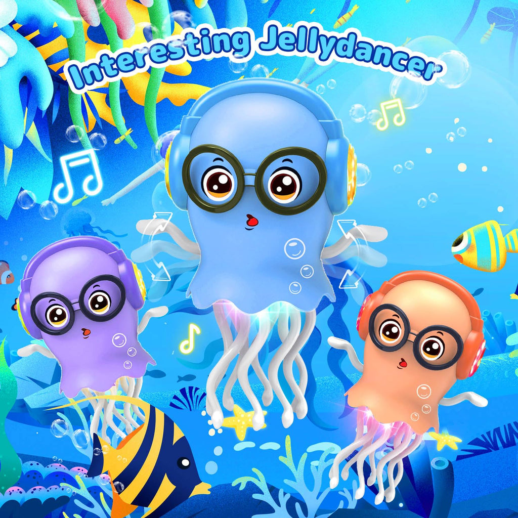Interactive Dancing Jellyfish Toy with Lights & Music – Bump & Go Crawling Toy for Toddlers Ages 3-12