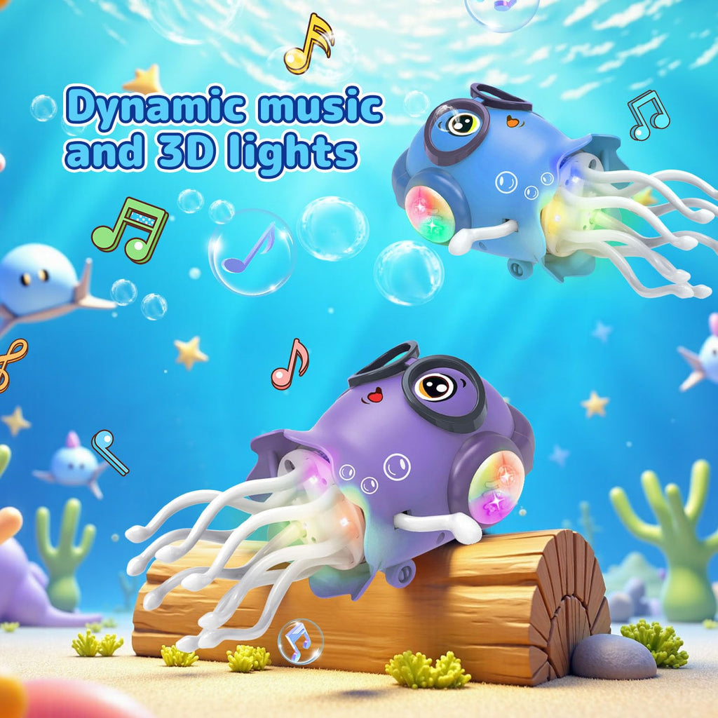 Interactive Dancing Jellyfish Toy with Lights & Music – Bump & Go Crawling Toy for Toddlers Ages 3-12