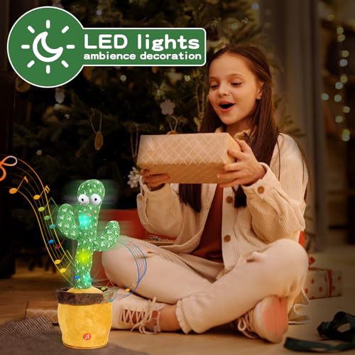 Interactive Talking Cactus Toy with 120 Songs, Recording & LED Lights - Plush Dancing Toy for Toddlers, Boys, Girls