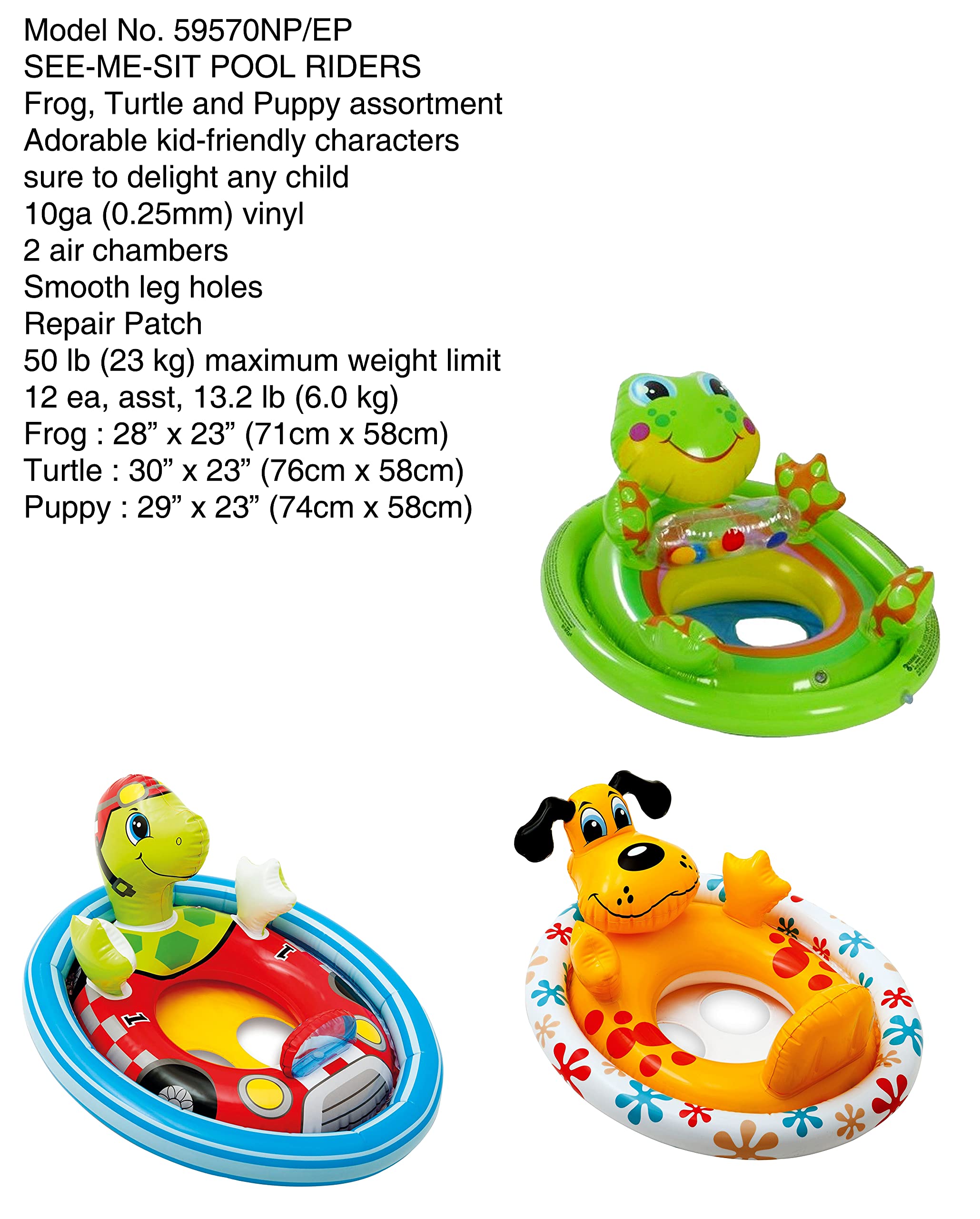 Intex Inflatable See Me Sit Pool Rider for Toddlers (Animal Design Varies)