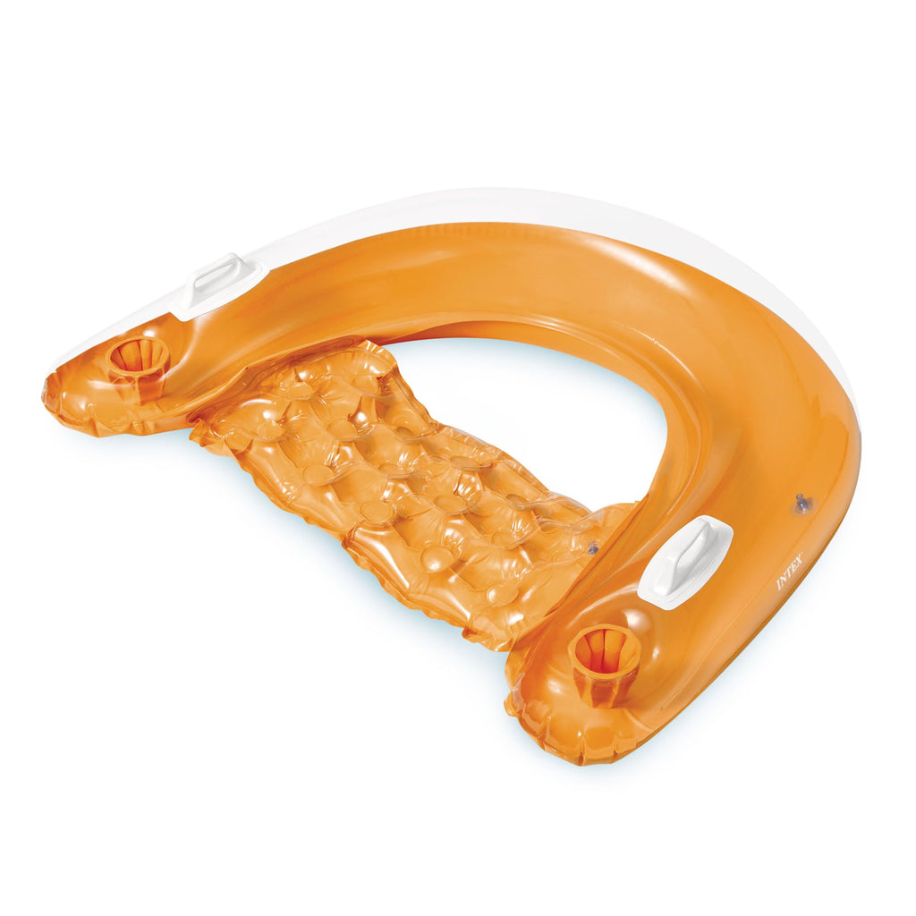 INTEX Sit 'N Float Inflatable Pool Lounge – 220 lb Capacity, Built-In Cup Holders, 58" x 39"