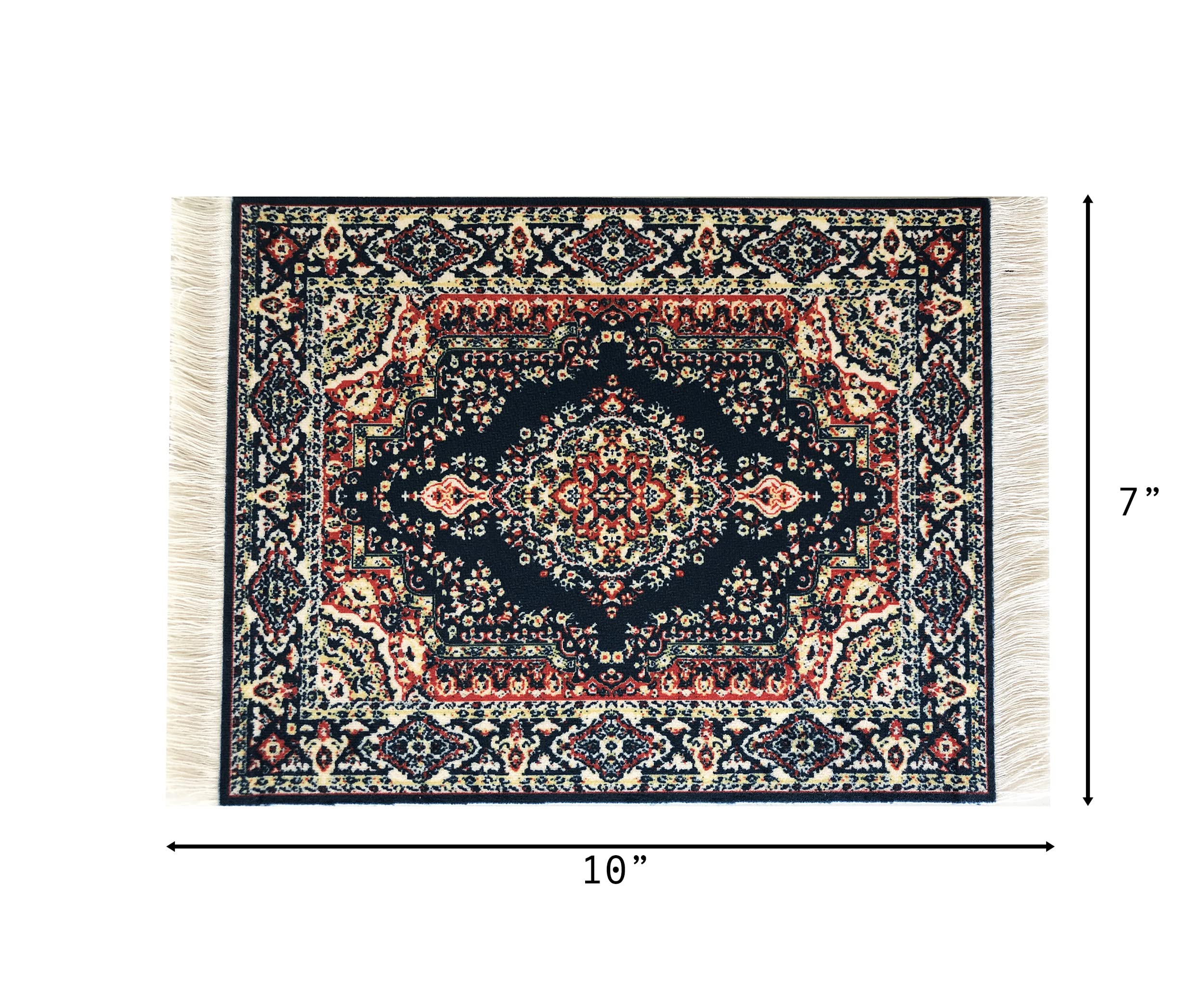 Inusitus 2-Pack Miniature Dollhouse Rugs – 10x7 Inch Oriental Style Carpets for 1:6, 1:12, 1:24 Scales