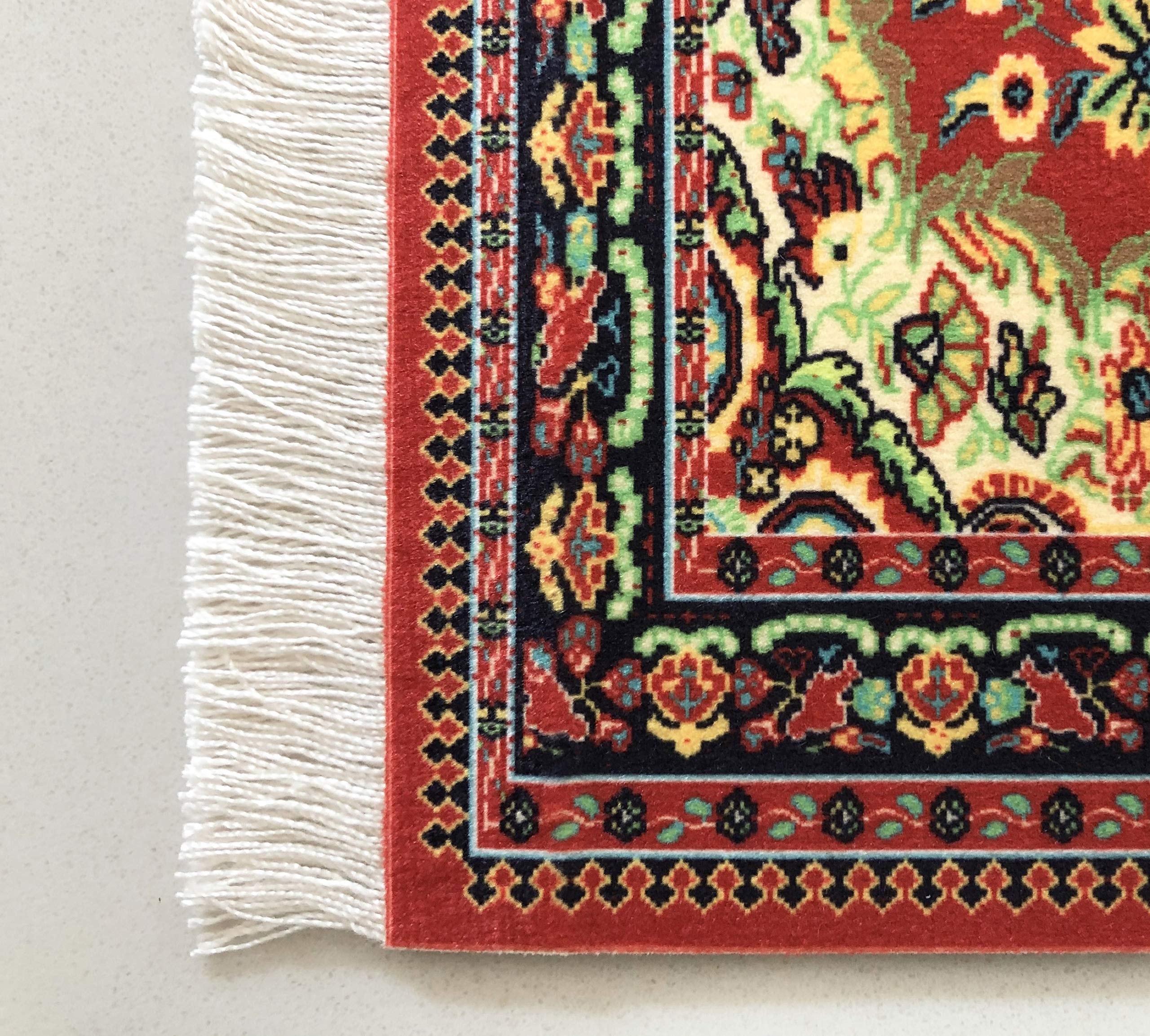 Inusitus Set of 2 Miniature Oriental Rugs for Dollhouses – 10x7 Inch Velvet Carpets with Fringe