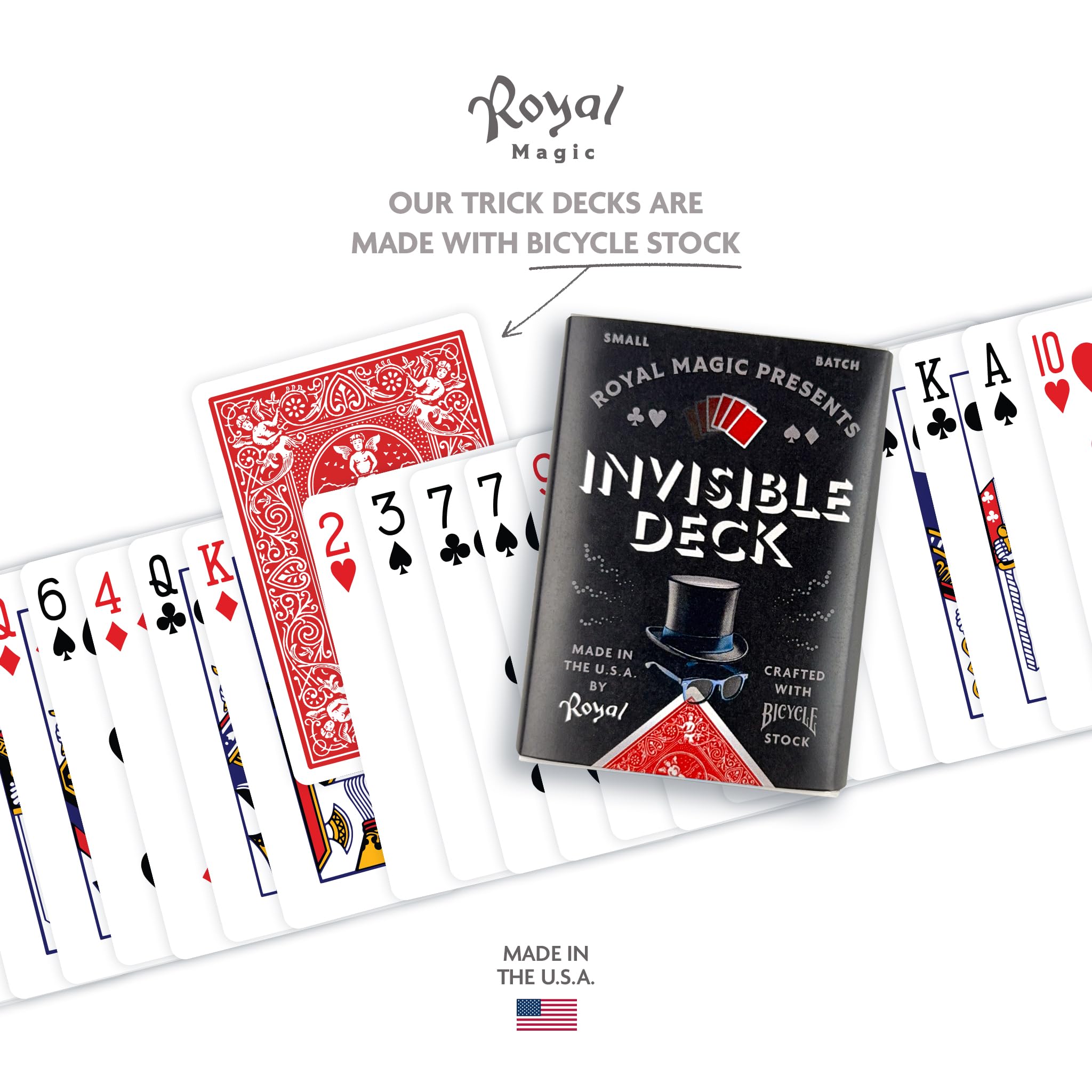 Invisible Deck of Cards Trick – Red Bicycle Playing Cards Magic Trick for Beginners & Pros by Royal Magic
