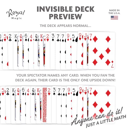 Invisible Deck of Cards Trick – Red Bicycle Playing Cards Magic Trick for Beginners & Pros by Royal Magic