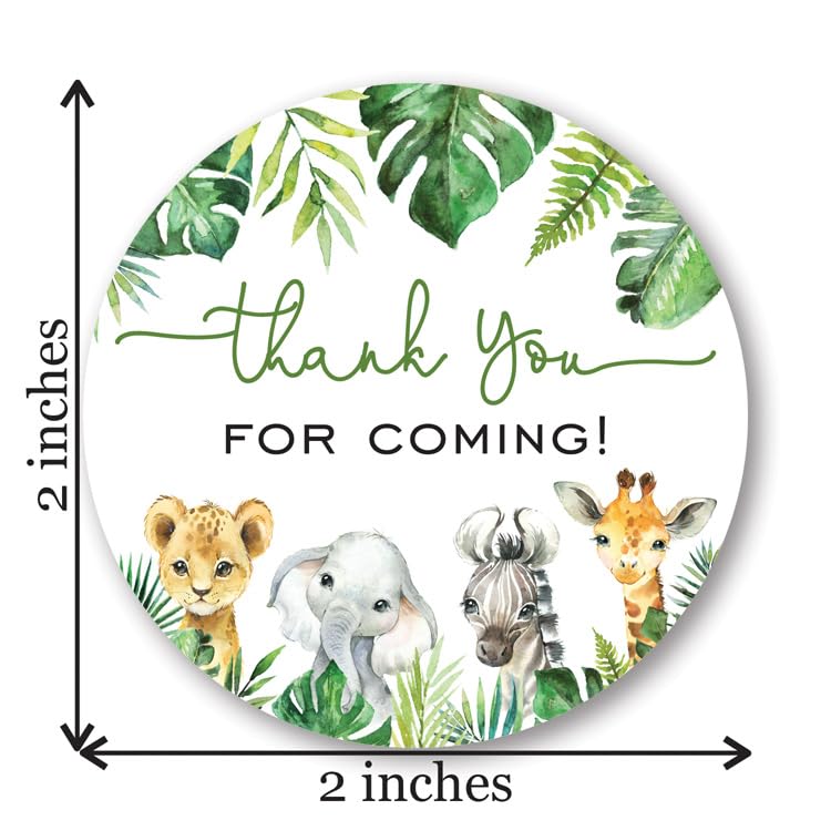 InvitationHouse 2" Round Wild Safari Favor Stickers – Palm Leaves – Set of 40