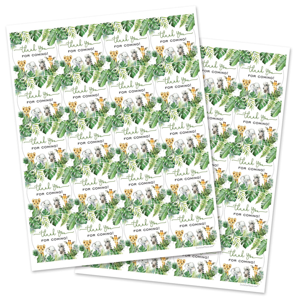 InvitationHouse 2" Round Wild Safari Favor Stickers – Palm Leaves – Set of 40
