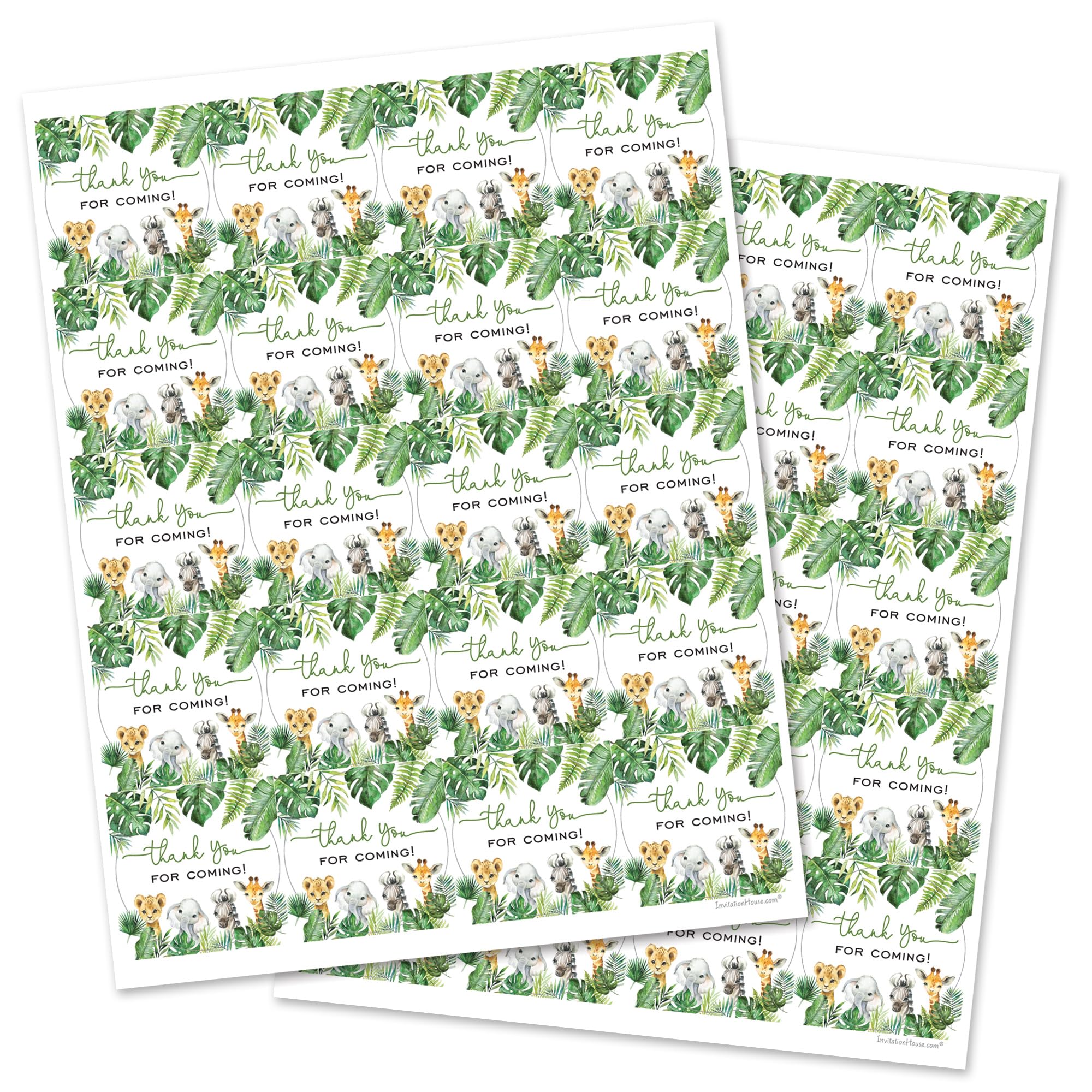InvitationHouse 2" Round Wild Safari Favor Stickers – Palm Leaves – Set of 40