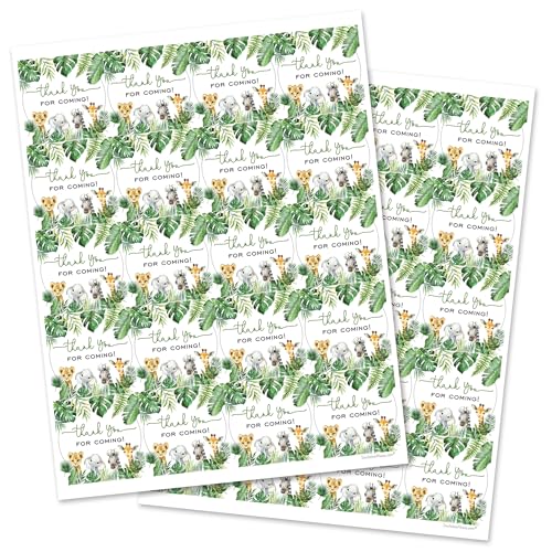 InvitationHouse 2" Round Wild Safari Favor Stickers – Palm Leaves – Set of 40