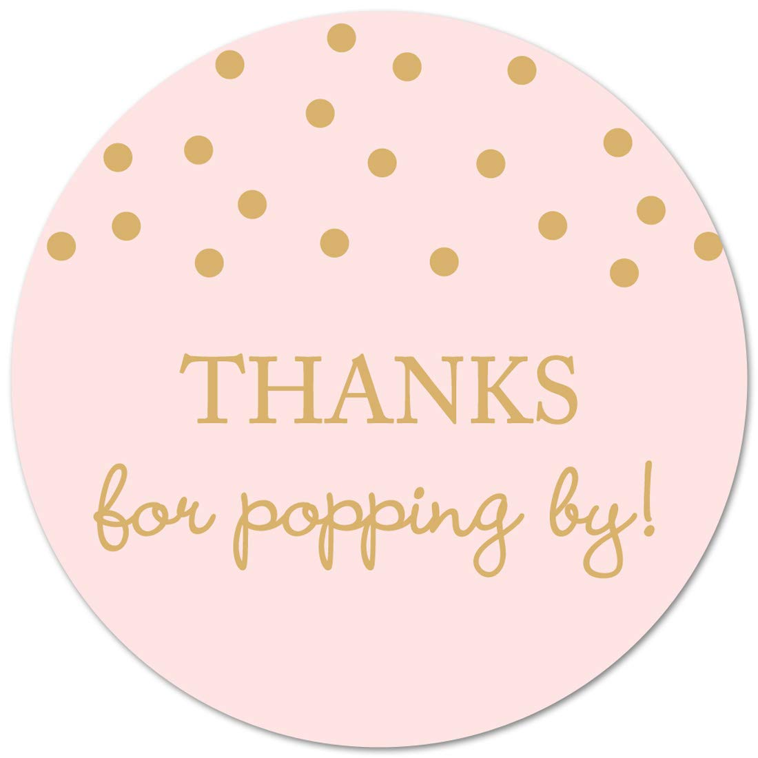 InvitationHouse 40 'Thanks for Popping By' Popcorn Favor Stickers – Gold on Pink, 2-Inch Round